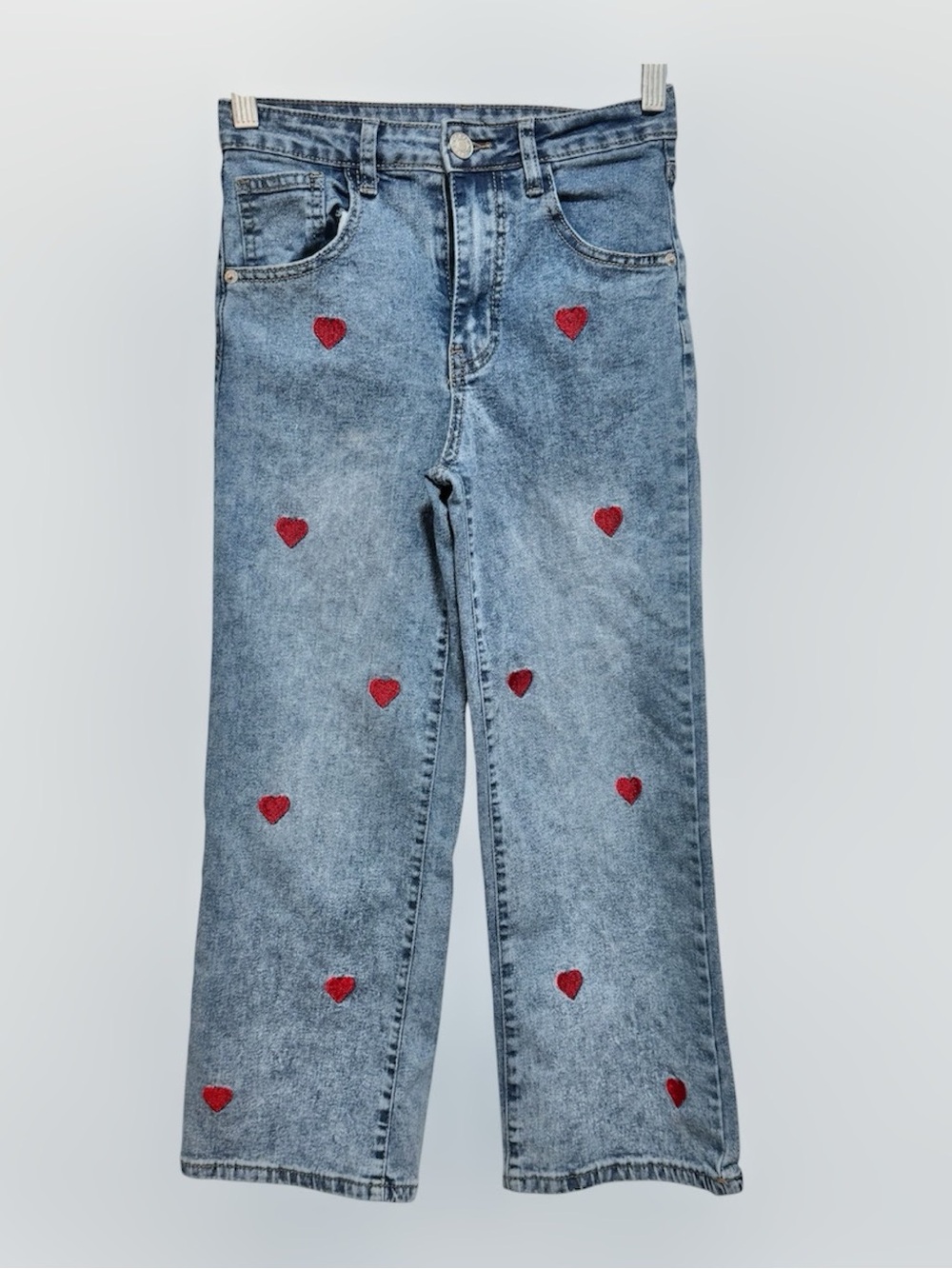Stella Tweed Girls Heart Embroidered Acid Wash Jeans size 10/12